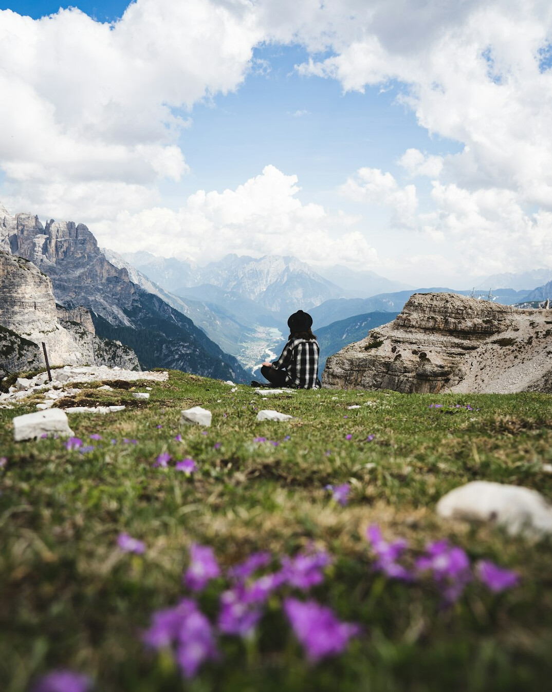 person meditating in nature