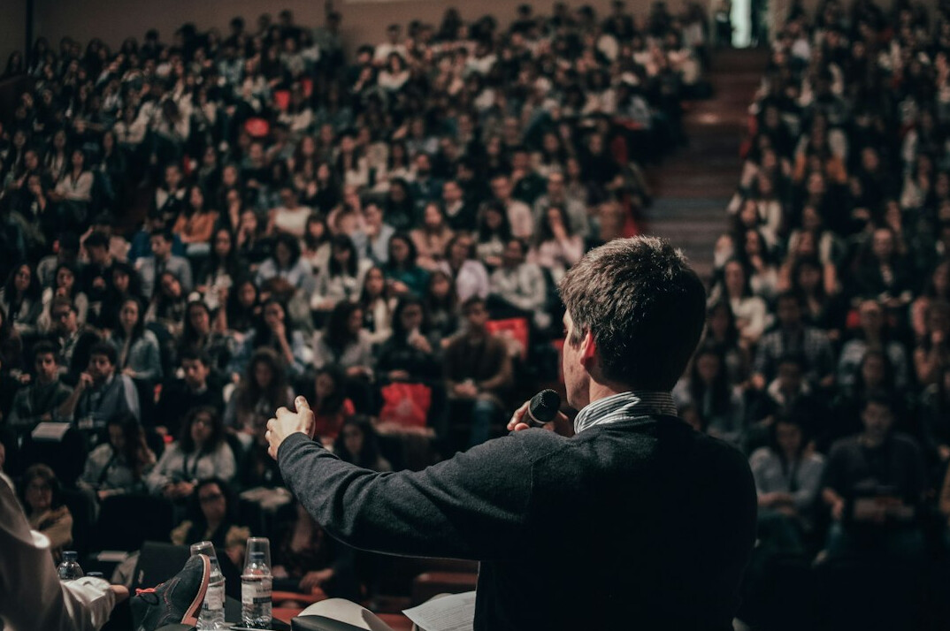 inspiring leader addressing audience